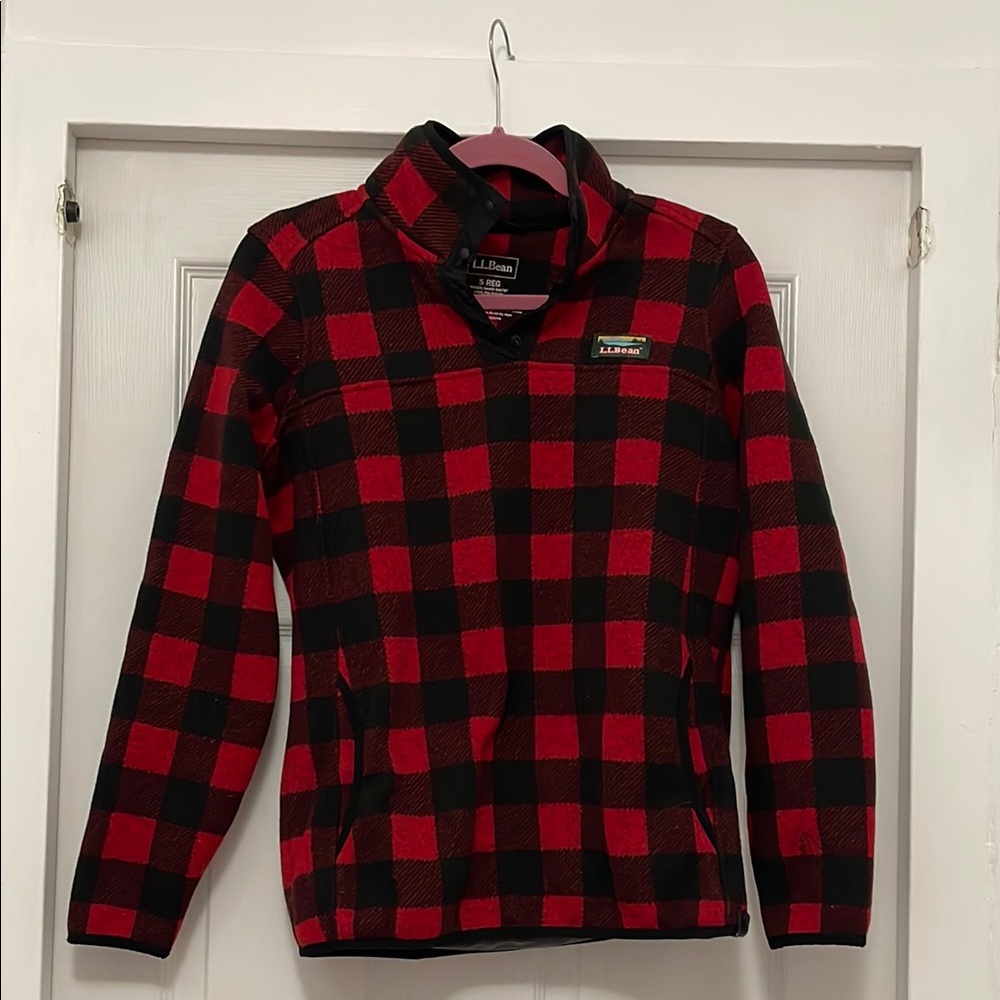 L.L. Bean Red and Black Checkered Sweater Pullover